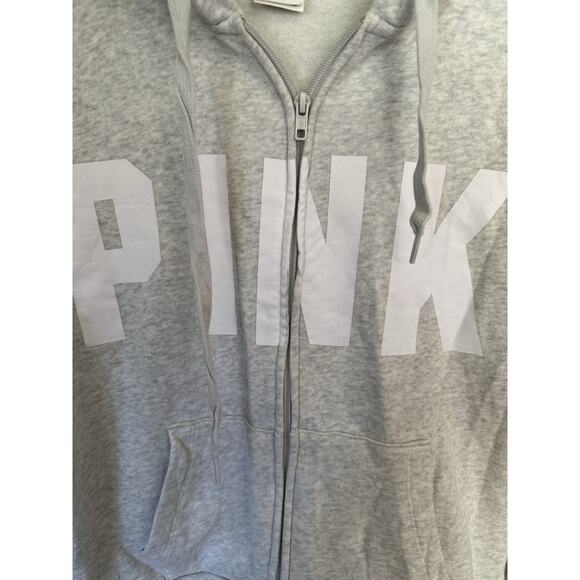 Victoria’s Secret PINK Y2K Light, Gray Zip Up Hoodie Women’s Size Medium - Picture 3 of 5